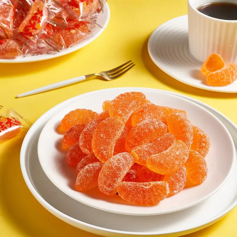 Chinese Snack Set,halal,Orange flavored fruit with chewing sugar 500g[Local stock   Fast delivery]pop candy tiktok shop Food Gummy