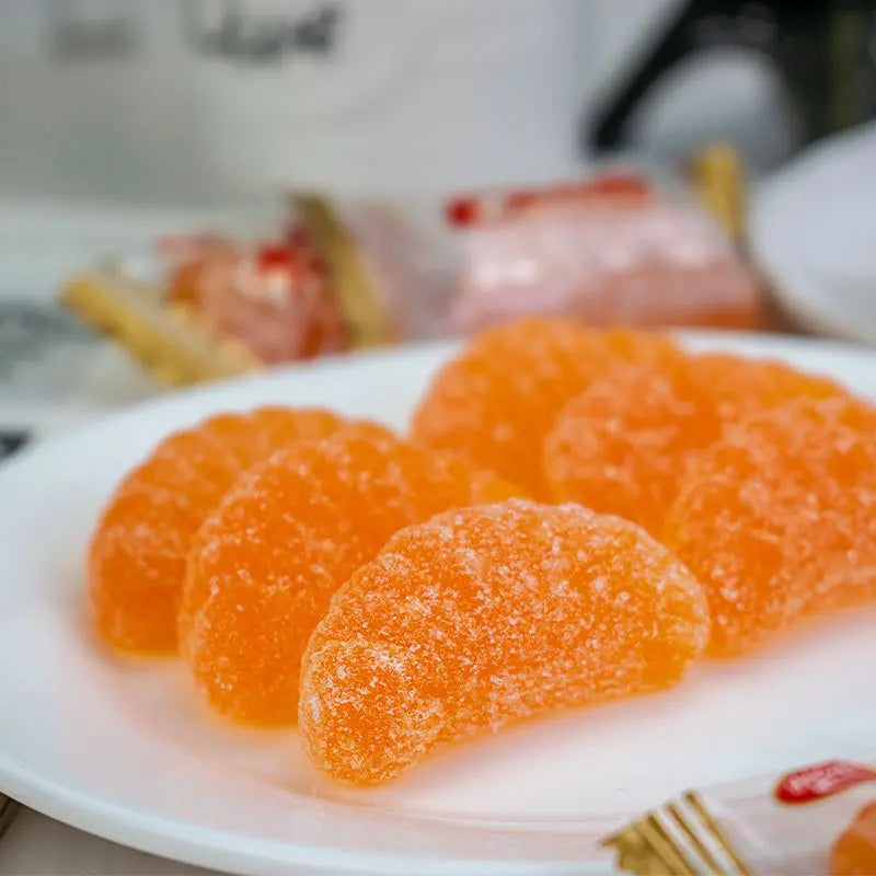 Chinese Snack Set,halal,Orange flavored fruit with chewing sugar 500g[Local stock   Fast delivery]pop candy tiktok shop Food Gummy