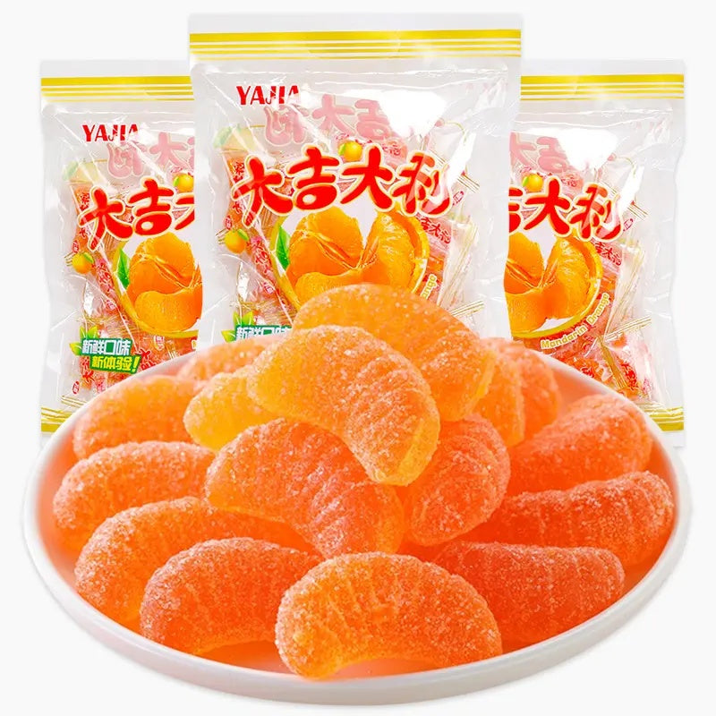 Chinese Snack Set,halal,Orange flavored fruit with chewing sugar 500g[Local stock   Fast delivery]pop candy tiktok shop Food Gummy