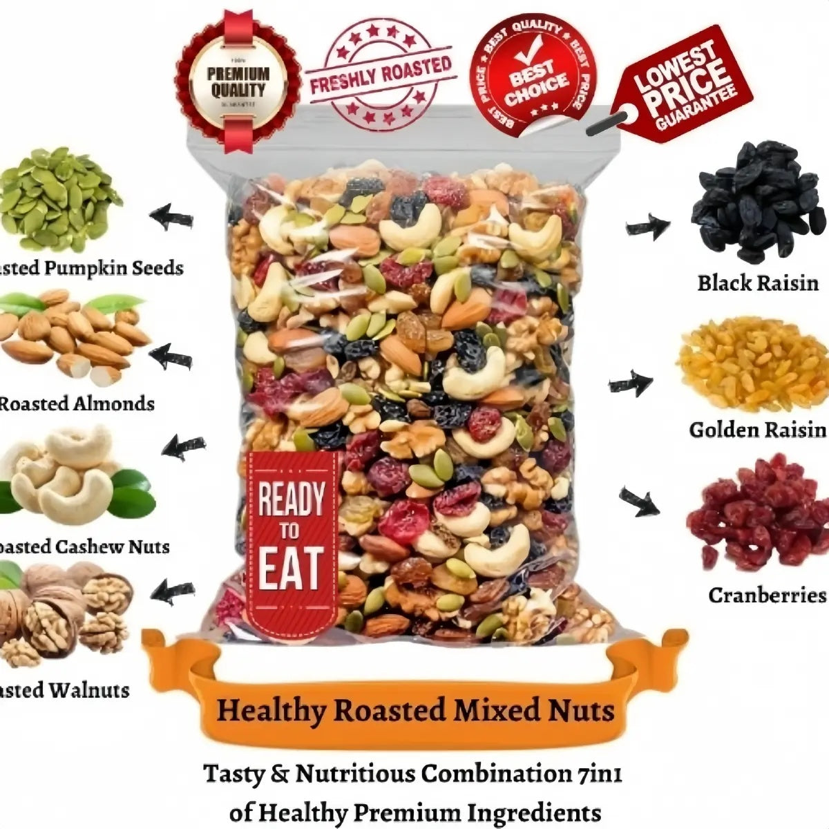 halal,Healthy Roasted Mix Nuts & Dried Fruits – 500gm Product of Malaysia with Imported Premium Ingredients - Ready Stock，tiktok shop[Local stock Fast delivery] Food,almond nut wansue Red Fruits Black Snack Cashew kacang mixed low Macadamia
